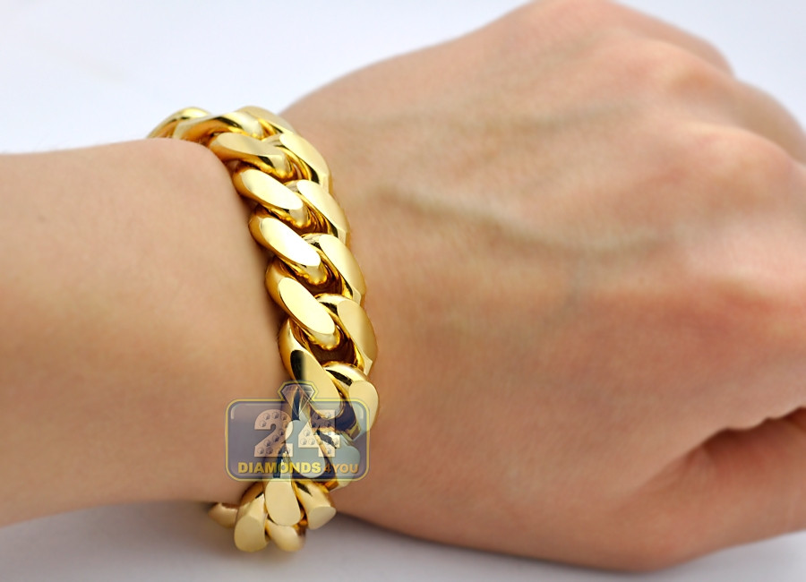 Cuban Link Bracelet Gold
 10K Yellow Gold Miami Cuban Link Mens Bracelet 16 mm 9 Inches