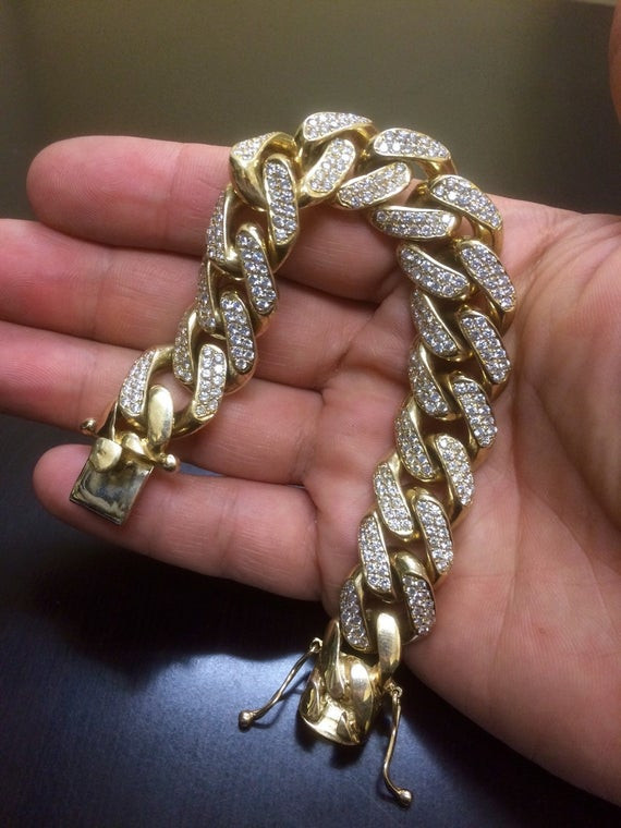 Cuban Link Bracelet Gold
 14K Yellow Gold Cuban Link Diamond Bracelet 14K Diamond