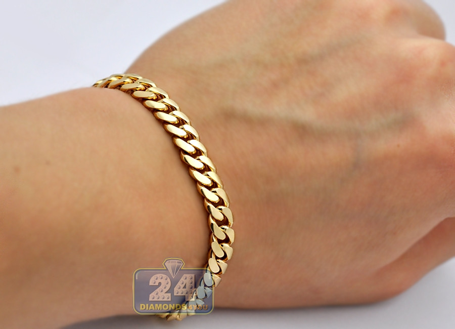 Cuban Link Bracelet Gold
 14K Yellow Gold Miami Cuban Link Mens Bracelet 7 1 mm 10