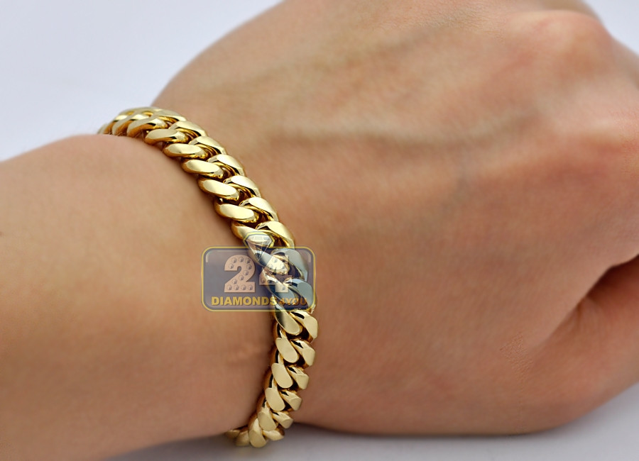 Cuban Link Bracelet Gold
 10K Yellow Gold Miami Cuban Link Mens Bracelet 8 8 mm 9 Inches