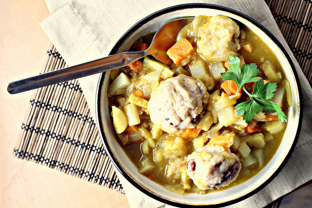 Curried Vegetable Stew
 Curried Root Ve able Stew with Dumplings d a