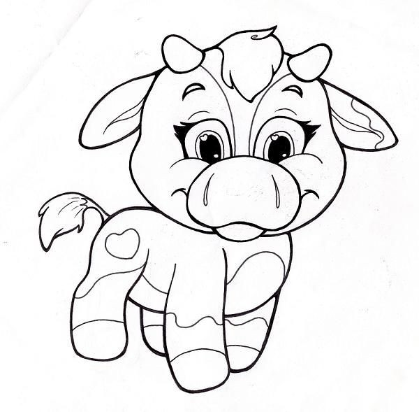 Cute Baby Animal Coloring Pages Printable
 Image detail for coloring page with cute cow cow line art