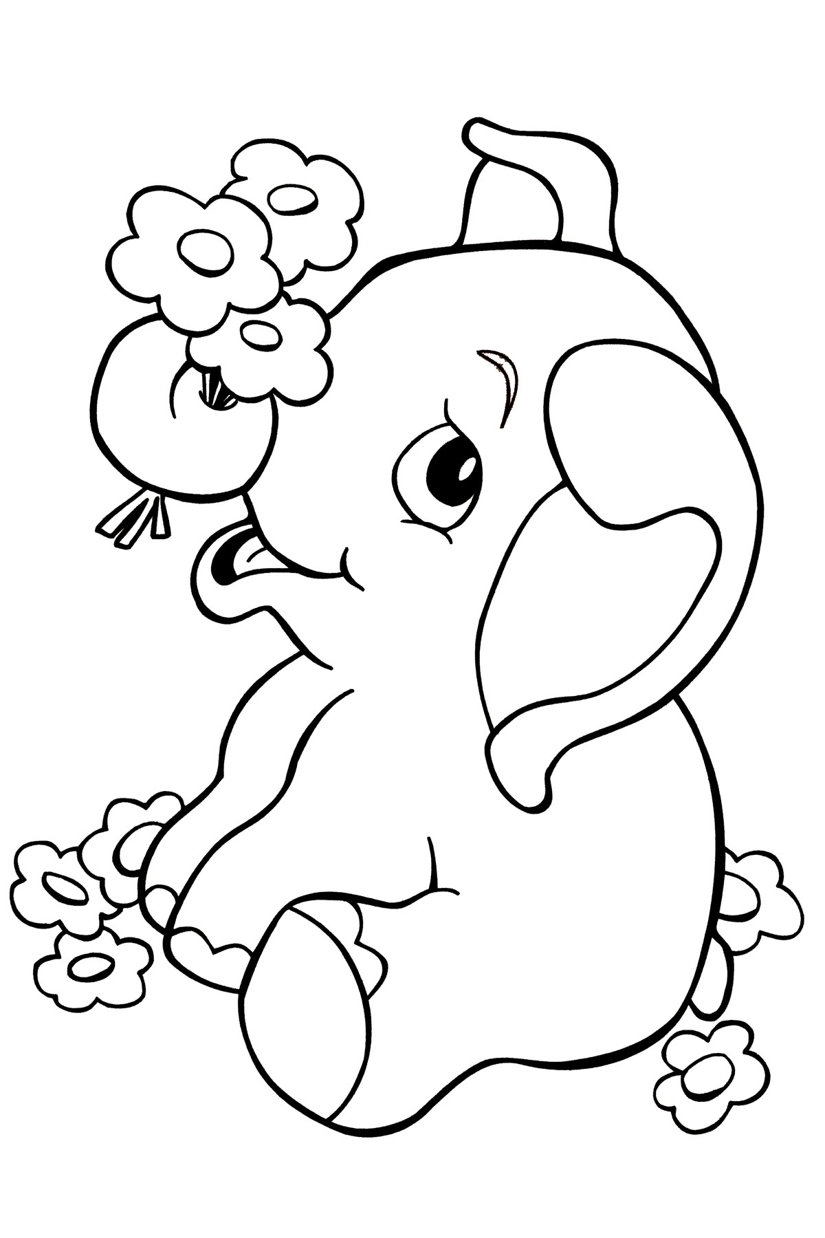 Cute Baby Elephant Coloring Pages
 Elephant Line Art Cliparts