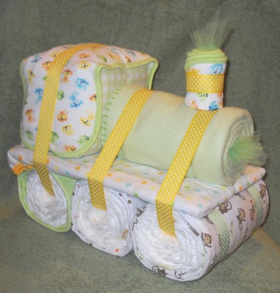 Cute Baby Gifts For Boy
 Choo Choo Train Diaper Cake for Baby Shower by CushyCreations