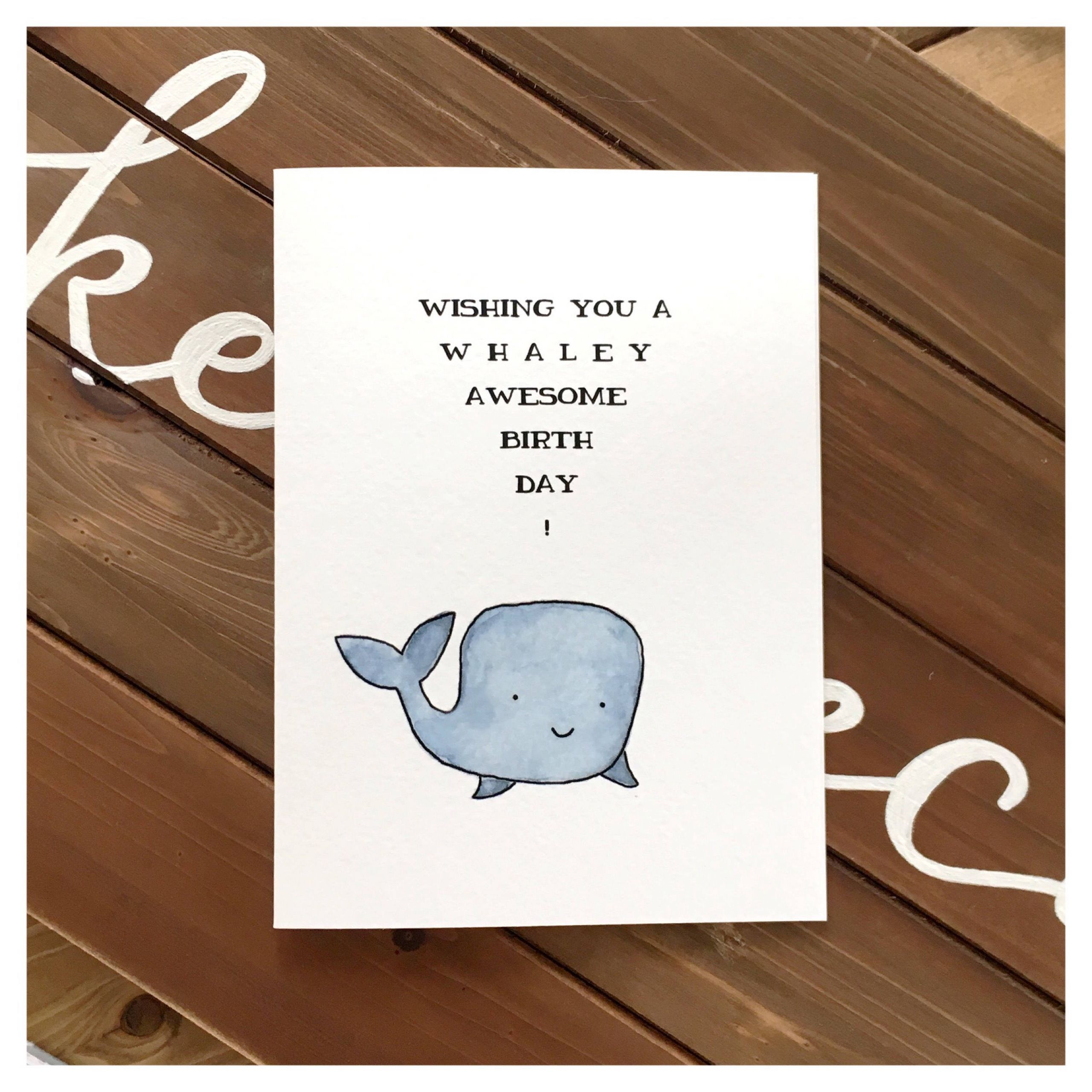 Cute Birthday Card
 Whale Birthday Card cute card whale card pun card
