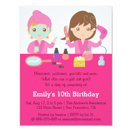 Cute Birthday Invitations
 Cute Pink Spa Birthday Party Invitation