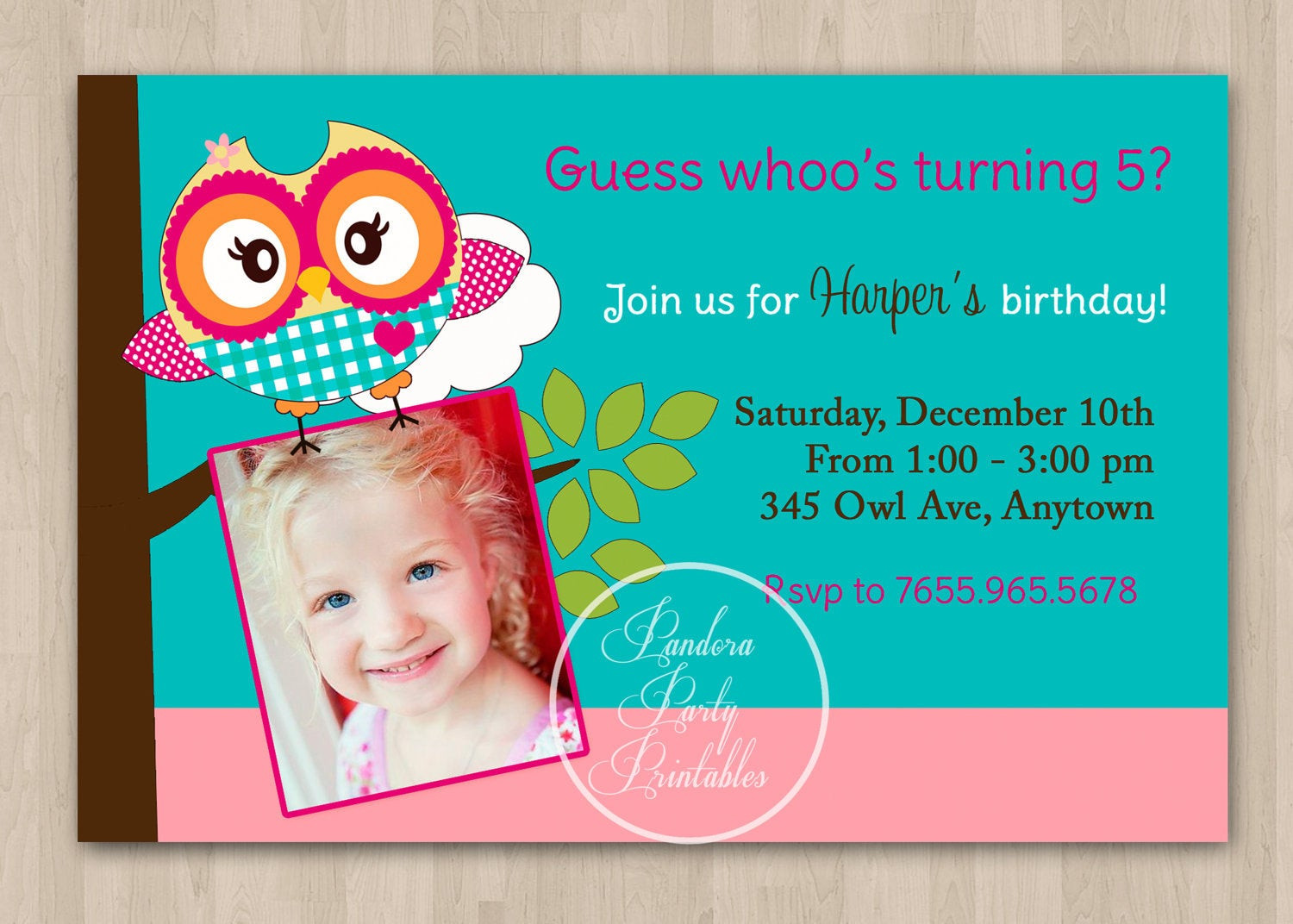 Cute Birthday Invitations
 Pink and Green Cute Owl Birthday Invitation by