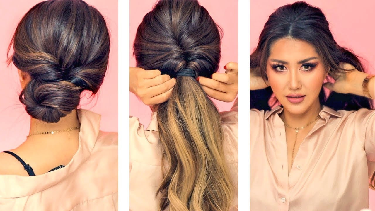 Cute Curly Hairstyles With Braids
 1 MIN EVERYDAY HAIRSTYLES for WORK 💗 WITH PUFF 💗 EASY