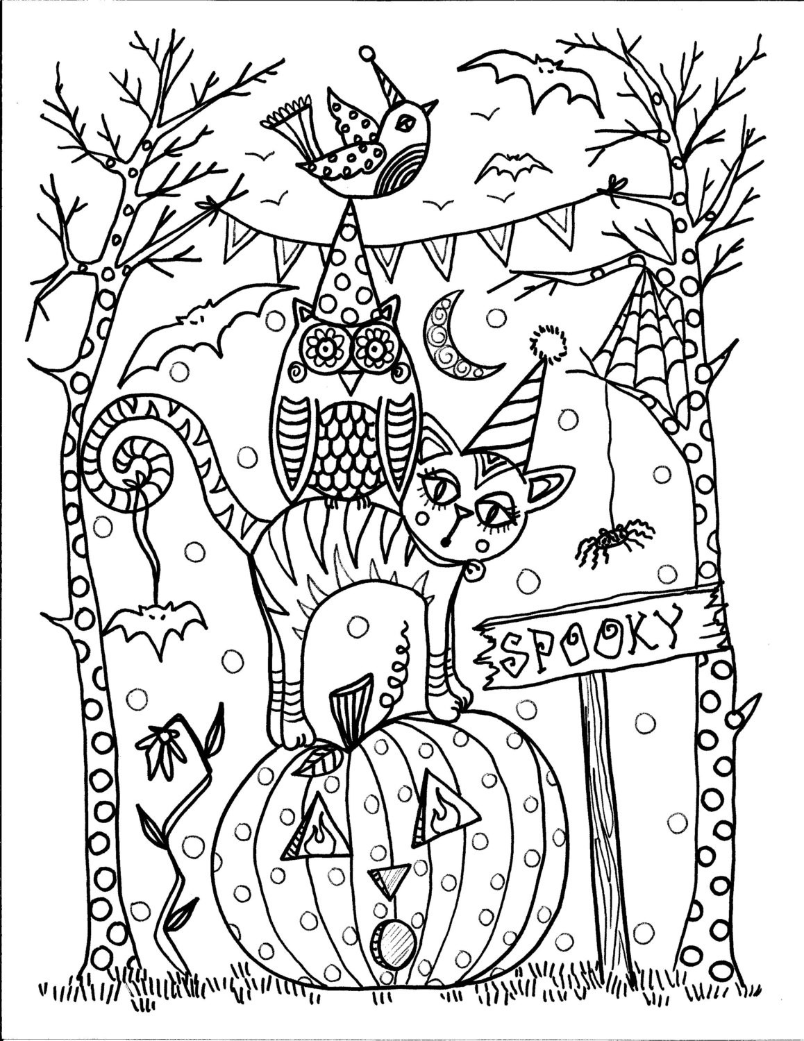 Cute Halloween Coloring Pages For Kids
 5 pages Instant Download Halloween Coloring pages 5