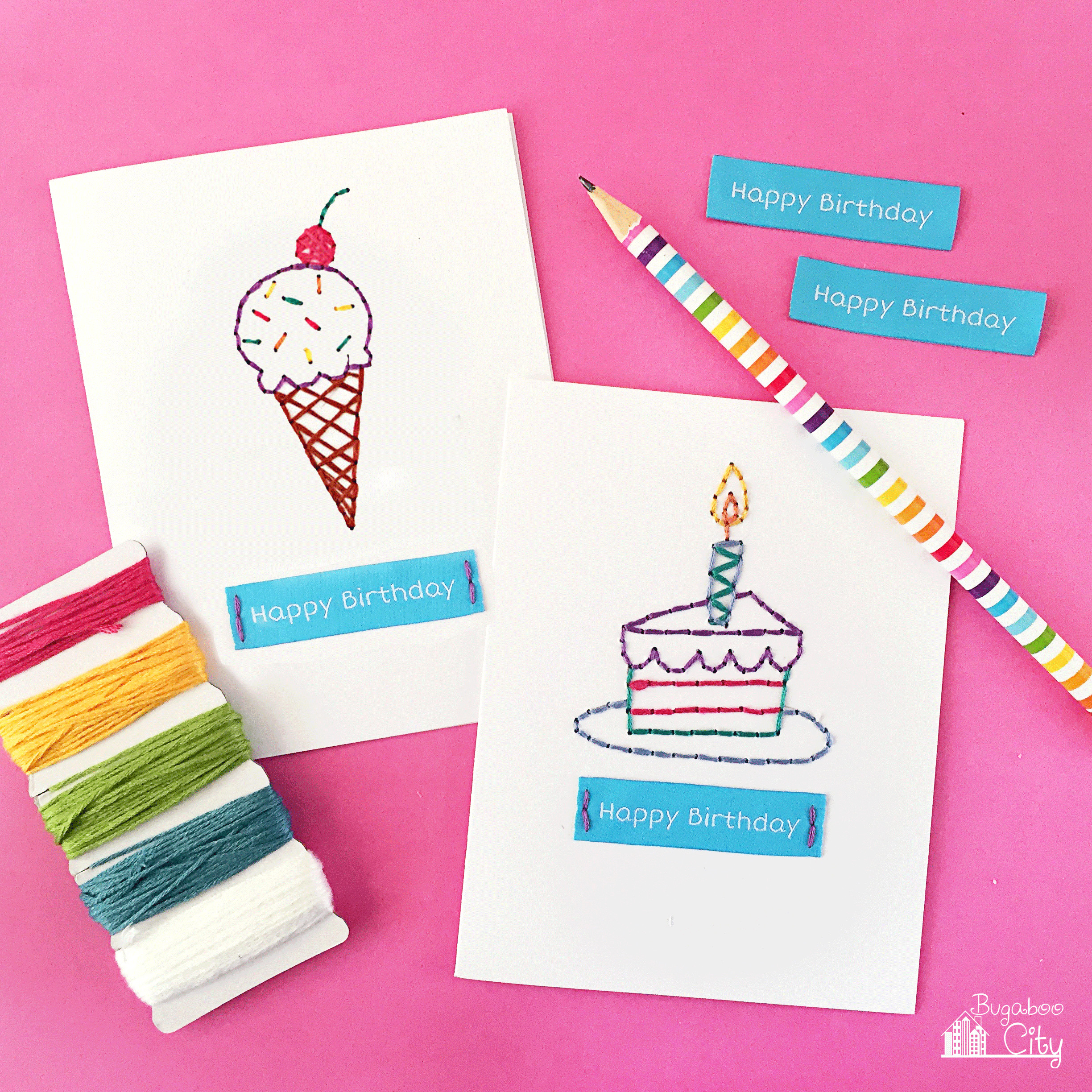 Cute Homemade Birthday Cards
 DIY Embroidered Cards BugabooCity