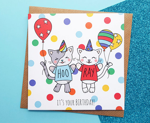 Cute Homemade Birthday Cards
 Cats Birthday Card Handmade Cute Cats Birthday Card
