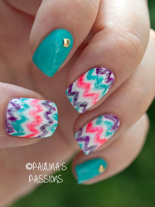 Cute Nail Art For Summer
 Colorful And Cute Chevron Nail Designs For The Summer