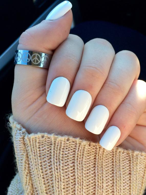Cute White Nail Designs
 White nails fake nails white acrylic nails false nails