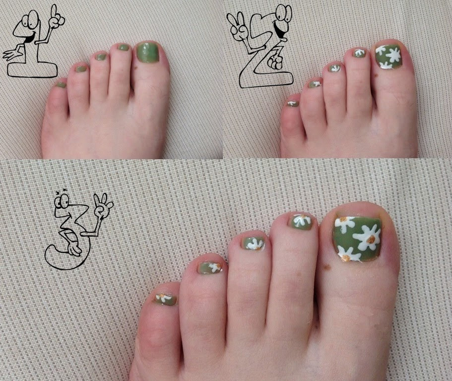 Daisy Toe Nail Art
 Nail Art in Wonderland Papatyalı ayaklar Daisy toe nail art