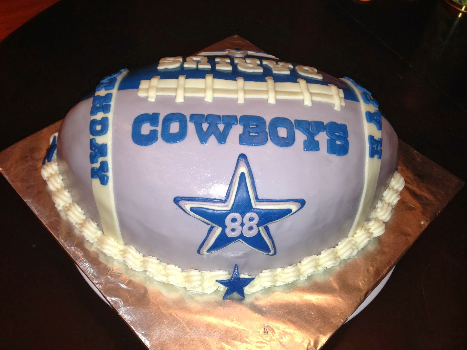 Dallas Cowboy Birthday Cake
 Joyce Gourmet Dallas Cowboys Football Cake