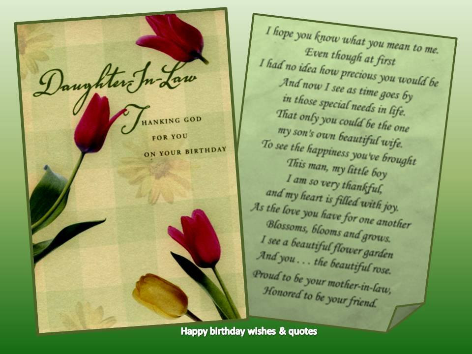 Daughter In Law Birthday Wishes
 Happy Birthday Daughter In Law Quotes QuotesGram