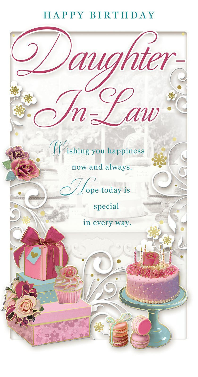 Daughter In Law Birthday Wishes
 HAPPY BIRTHDAY DAUGHTER IN LAW CARD CUPCAKE ROSES GIFTS