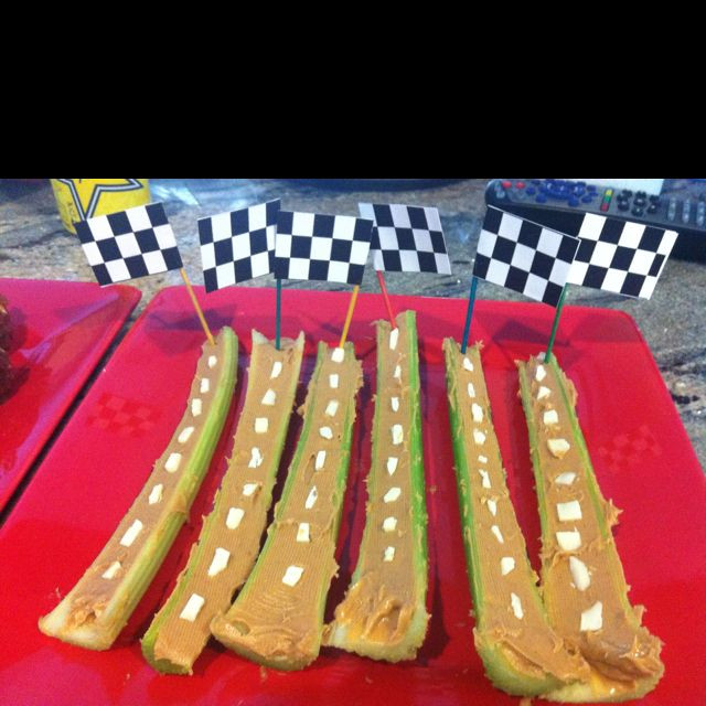 Daytona 500 Party Food Ideas
 Race Track with a Checkered Flag finish line celery