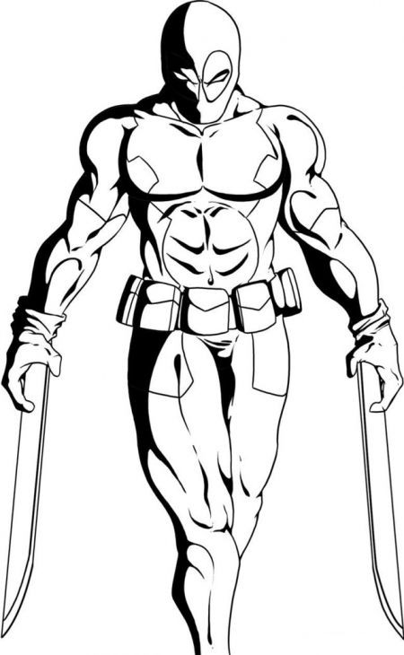 Deadpool Coloring Pages For Kids
 Deadpool Showing f His Swords Coloring Page