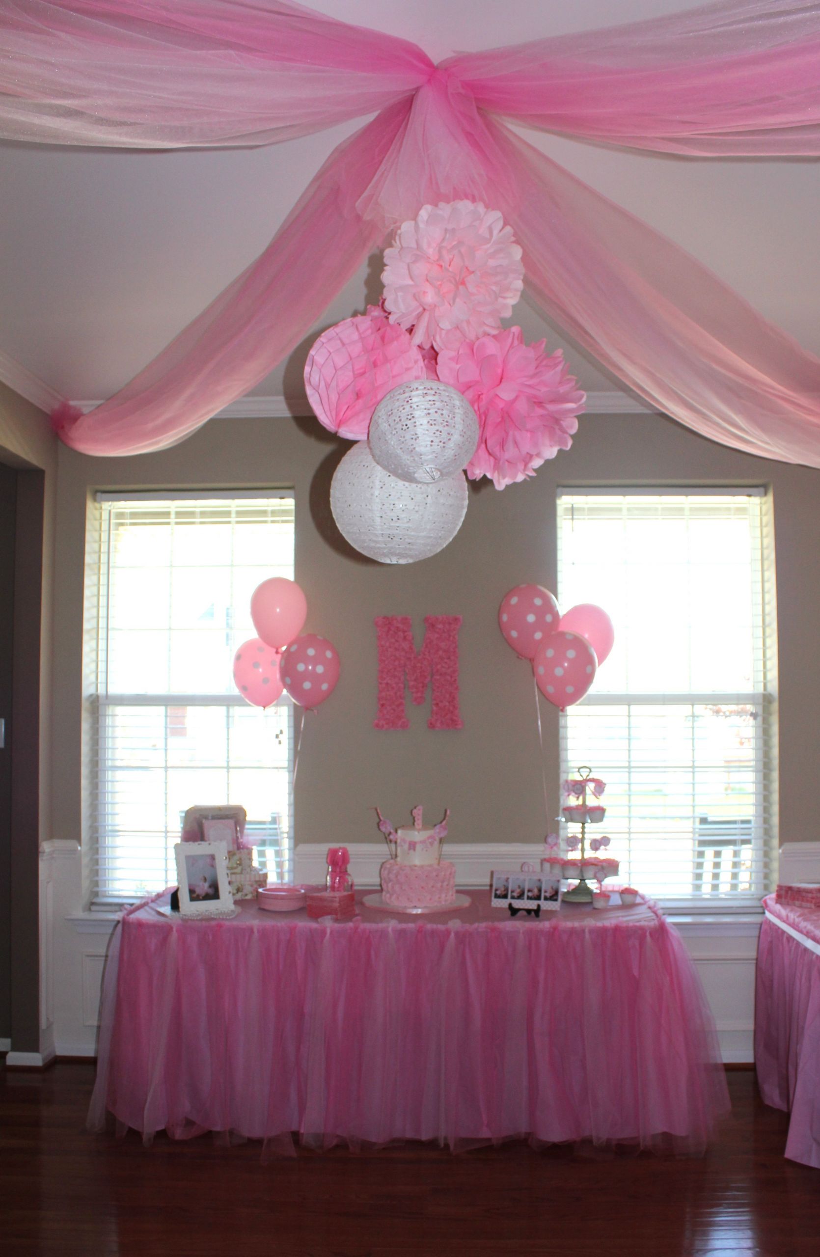 Decoration Ideas For Birthday Party
 PINK PARTY 3 tissue paper pom poms 3 paper lanterns
