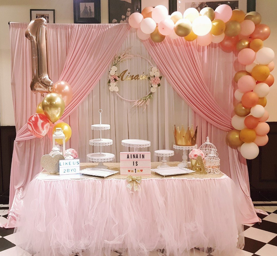 Decorations For Birthday
 Blush Pink Birthday backdrop & dessert table decor
