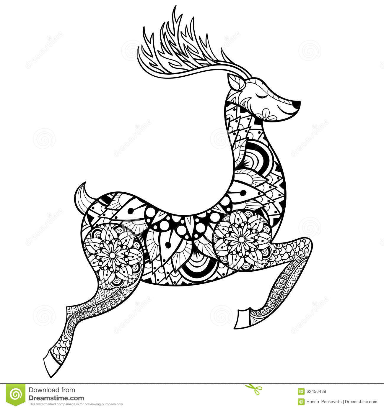 Deer Coloring Pages For Adults
 Zentangle Vector Reindeer For Adult Anti Stress Coloring