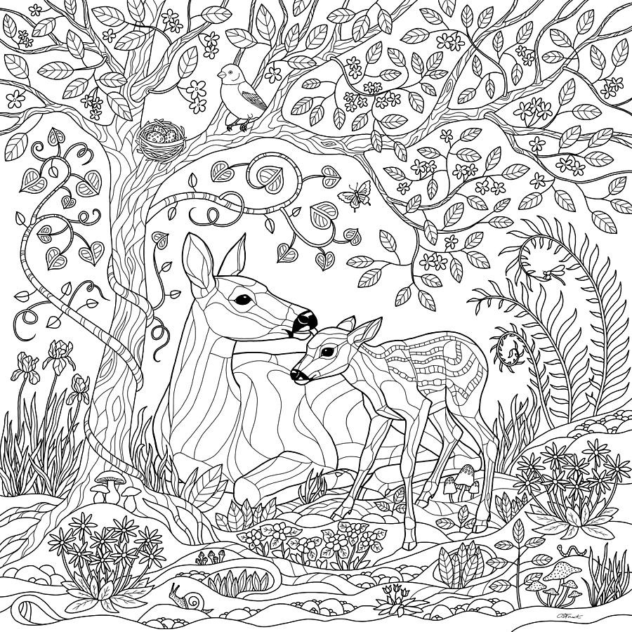 Deer Coloring Pages For Adults
 Deer Fantasy Forest Coloring Page Digital Art by Crista Forest