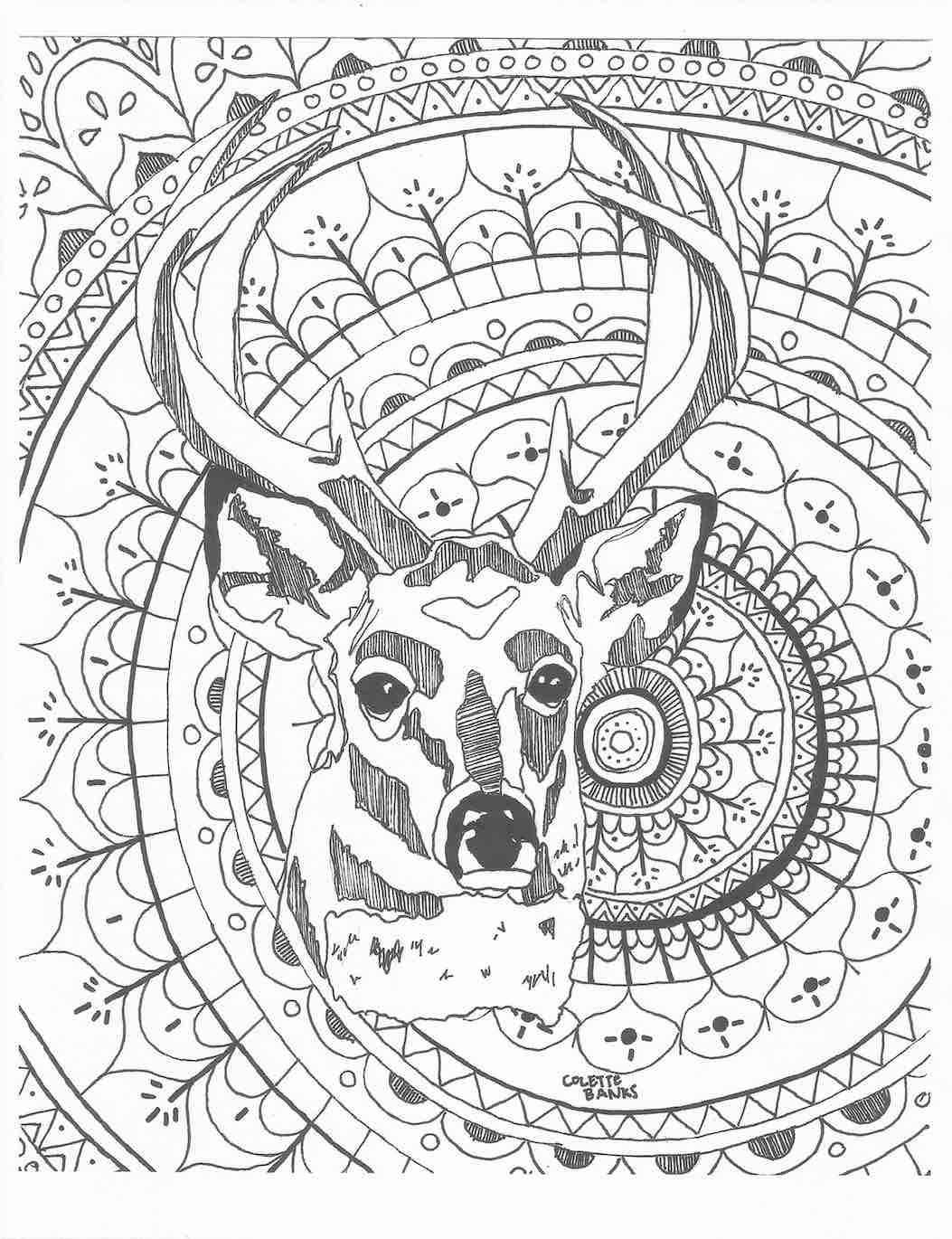 Deer Coloring Pages For Adults
 Mandala Adult Coloring Page Deer Digital Print by EssenceofInk