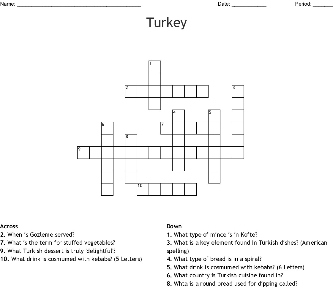 Dessert Choice Crossword Clue
 Turkey Word Find Word Search WordMint