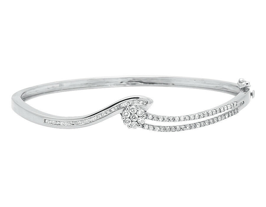 Diamond Bangle Bracelet White Gold
 14k White Gold Designer La s Flower Cluster Curve