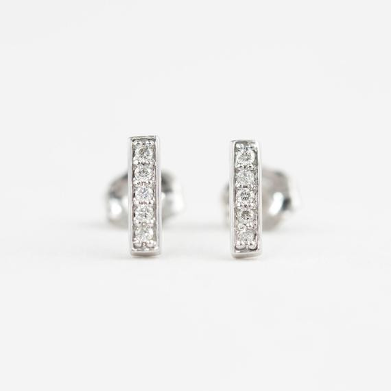 Diamond Bar Earrings
 14k white gold diamond bar studs earrings diamond by
