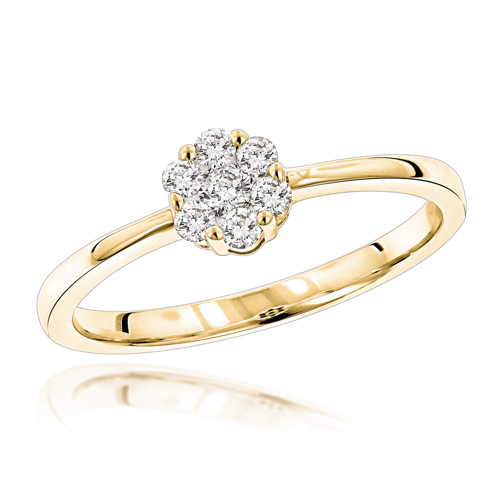 Diamond Engagement Rings Cheap
 Cheap Engagement Rings 14K Gold Cluster Diamond Promise