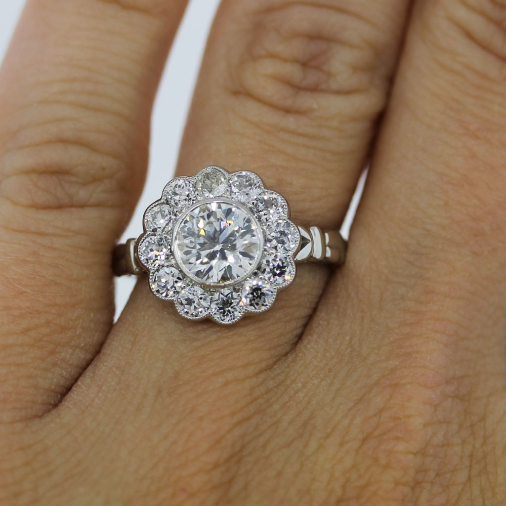 Diamond Flower Engagement Ring
 Engagement Rings Boca Raton Platinum 1 15ct Old European