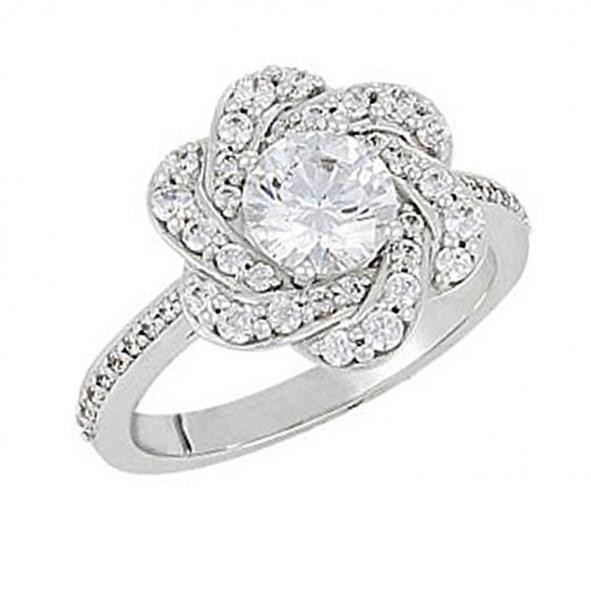 Diamond Flower Engagement Ring
 ROUND DIAMOND FLOWER SHAPED ENGAGEMENT RING