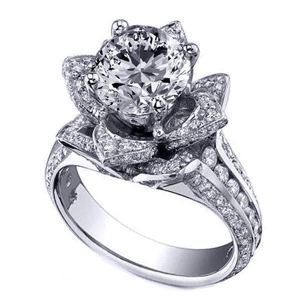 Diamond Flower Engagement Ring
 Engagement Ring Floral Lotus Diamond from MDC Diamonds