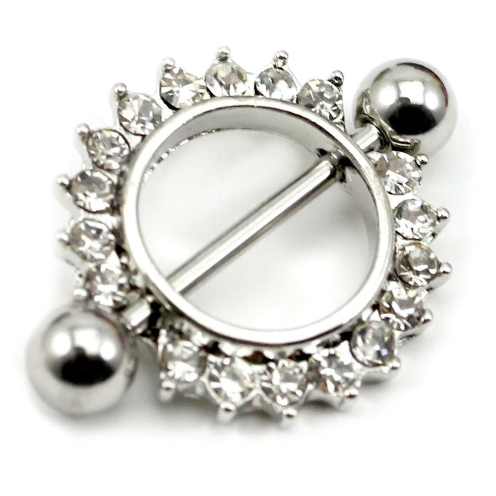 Diamond Nipple Rings
 Vogue Diamond Sun Flower Circle Body Piercing Jewelry