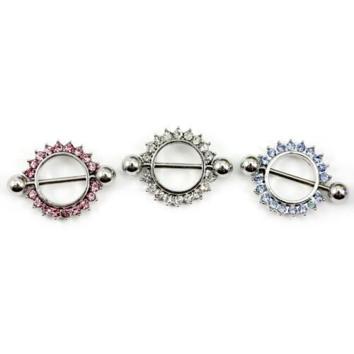 Diamond Nipple Rings
 Fashion Body Piercing Jewelry Barbell Nipple Ring Shield