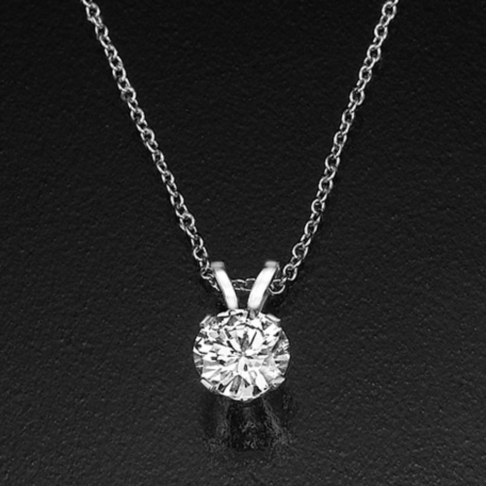 Diamond Pendant Necklace
 2 3 Ct Solitaire Round Enhanced Diamond Pendant Necklace F