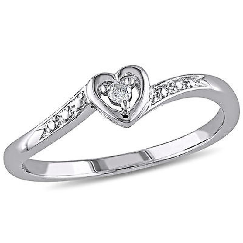 Diamond Promise Rings For Girlfriend
 Sterling Silver Diamond Accent Heart Love Promise Ring G H