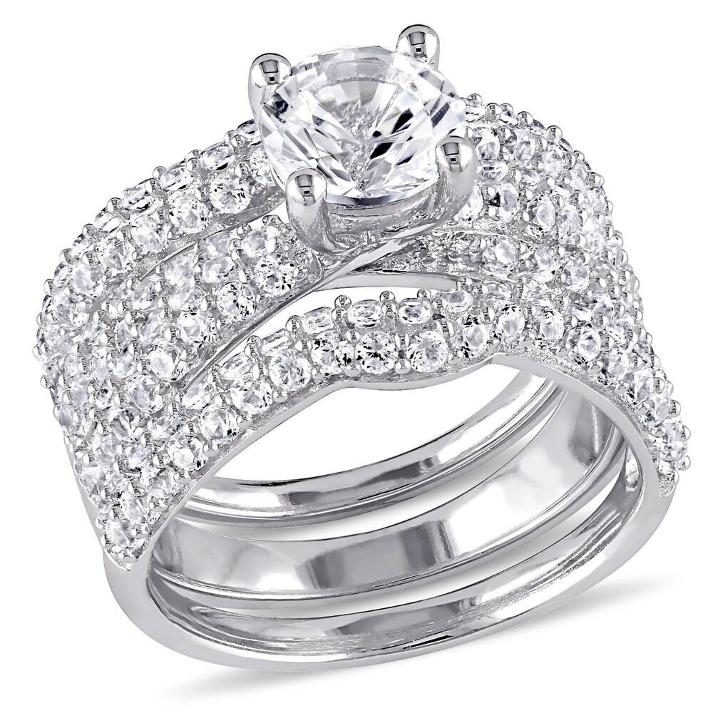 Diamond Ring Sets
 ROUND DIAMOND SAPPHIRE ENGAGEMENT WEDDING RING SET SZ 6 SZ