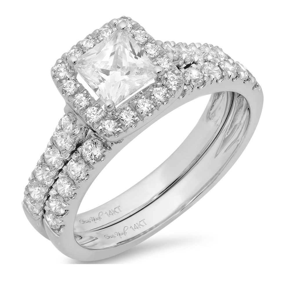 Diamond Ring Sets
 1 80ct Princess Cut Solitaire Halo Engagement Ring band