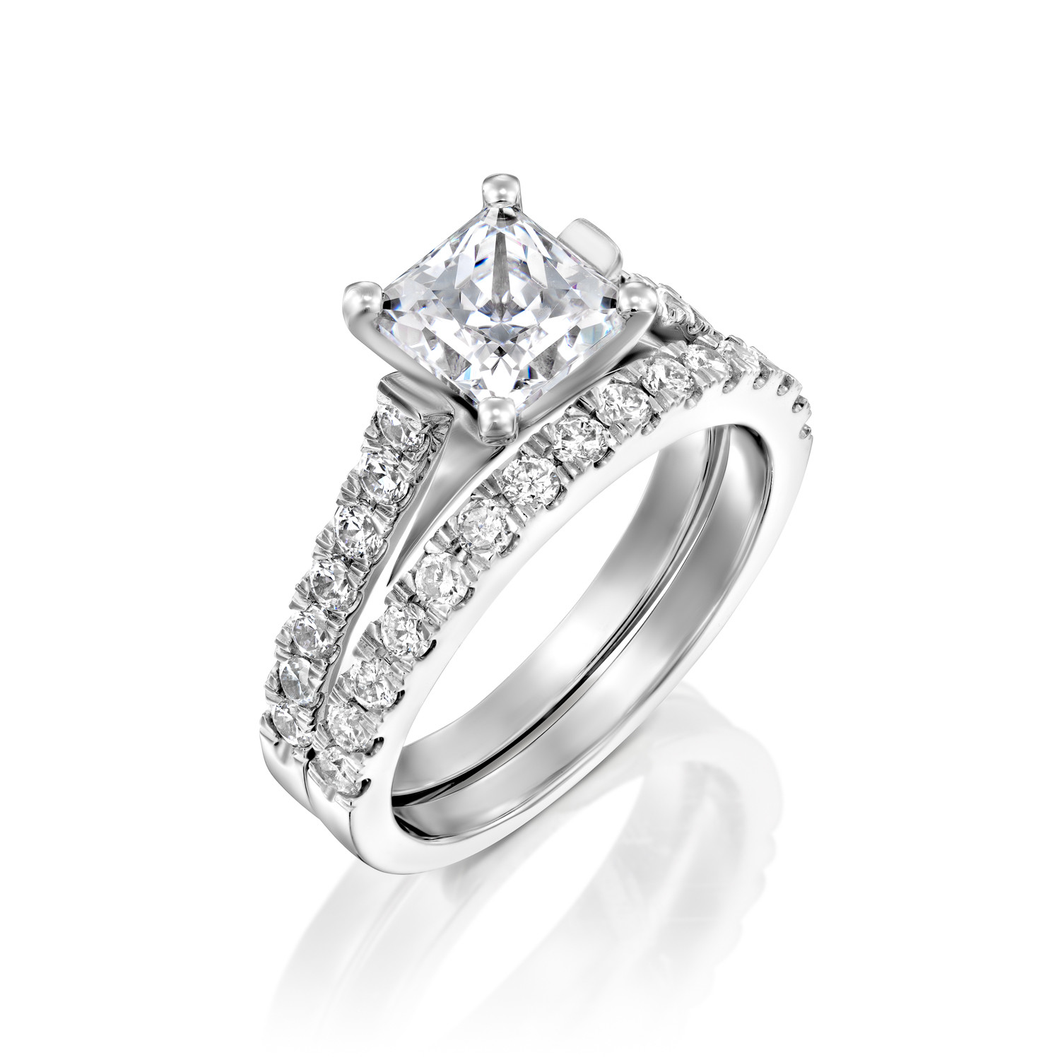Diamond Ring Sets
 2 13 Ct Princess Man Made Diamond Engagement Ring Set 14k