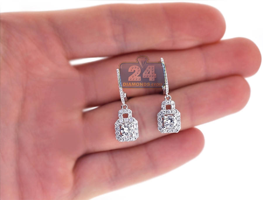 Diamond Stud Earrings For Women
 Womens Diamond Drop Earrings 18K White Gold 1 65 ct