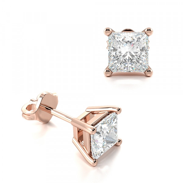 Diamond Stud Earrings For Women
 1 10 ct Princess Shape 9kt white gold diamond stud