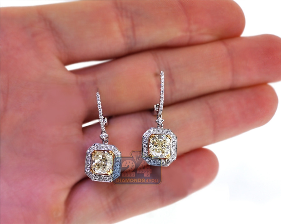 Diamond Stud Earrings For Women
 Womens Fancy Yellow Diamond Drop Earrings 18K Gold 4 67 Carat