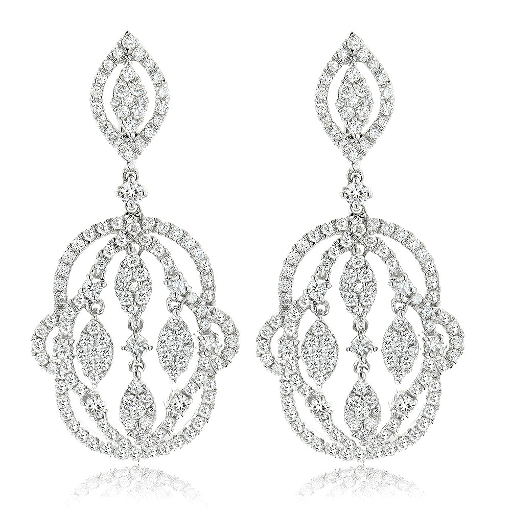 Diamond Stud Earrings For Women
 Designer Chandelier Diamond Earrings for Women by Luxurman