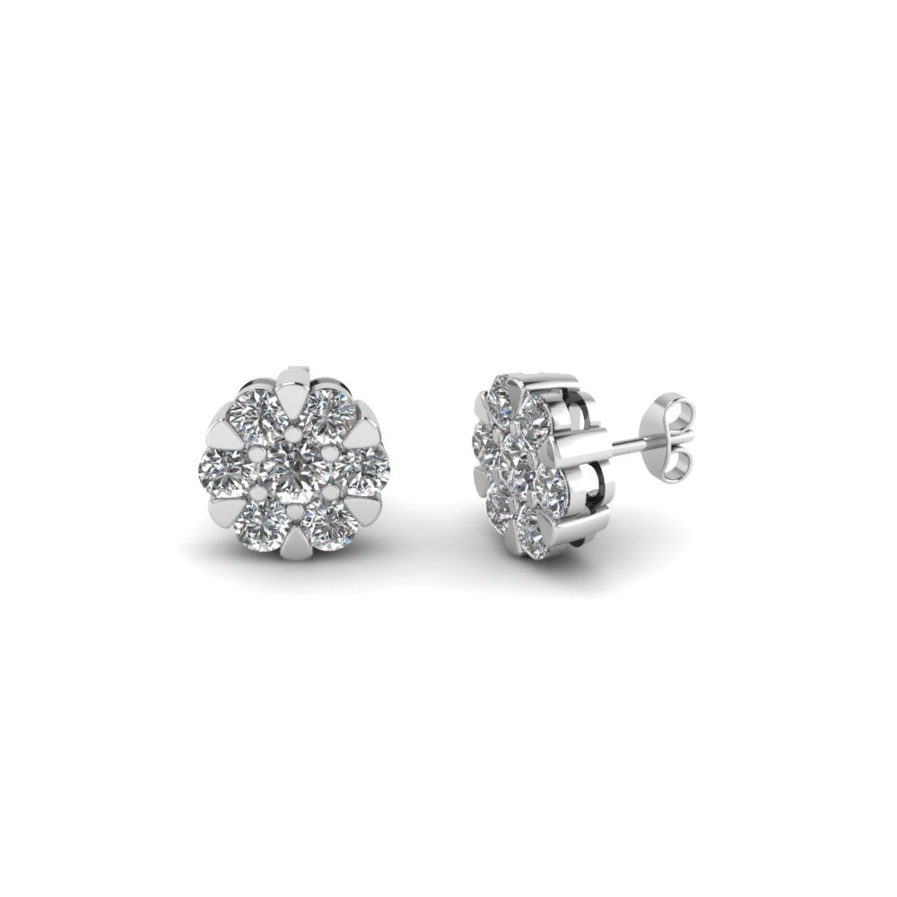 Diamond Stud Earrings For Women
 Flower Diamond Stud Earring For Women In 14K White Gold