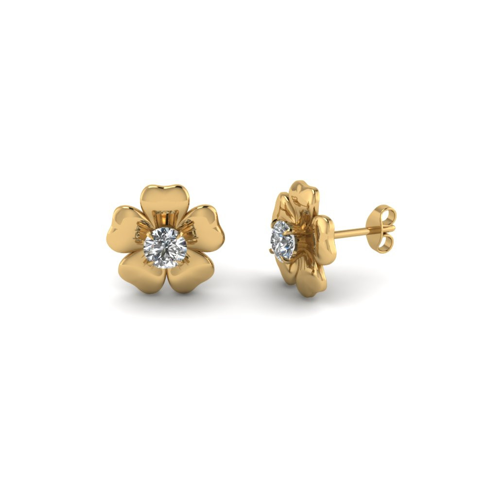Diamond Stud Earrings For Women
 Daisy Diamond Stud Earring In 18K Yellow Gold