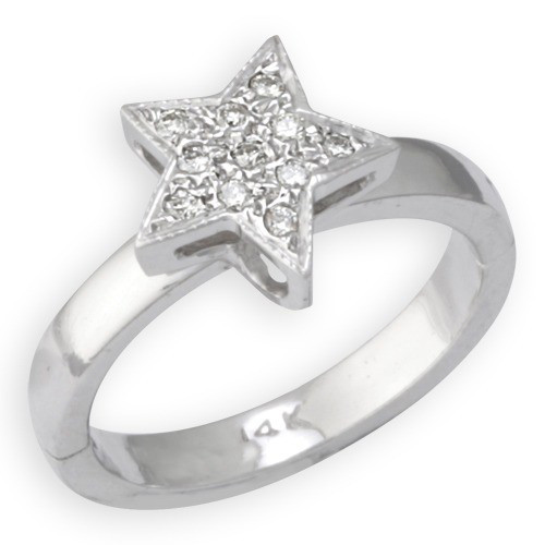 Diamond Toe Rings
 14k White Gold Star Shape Toe Ring with Diamond Size 1 75