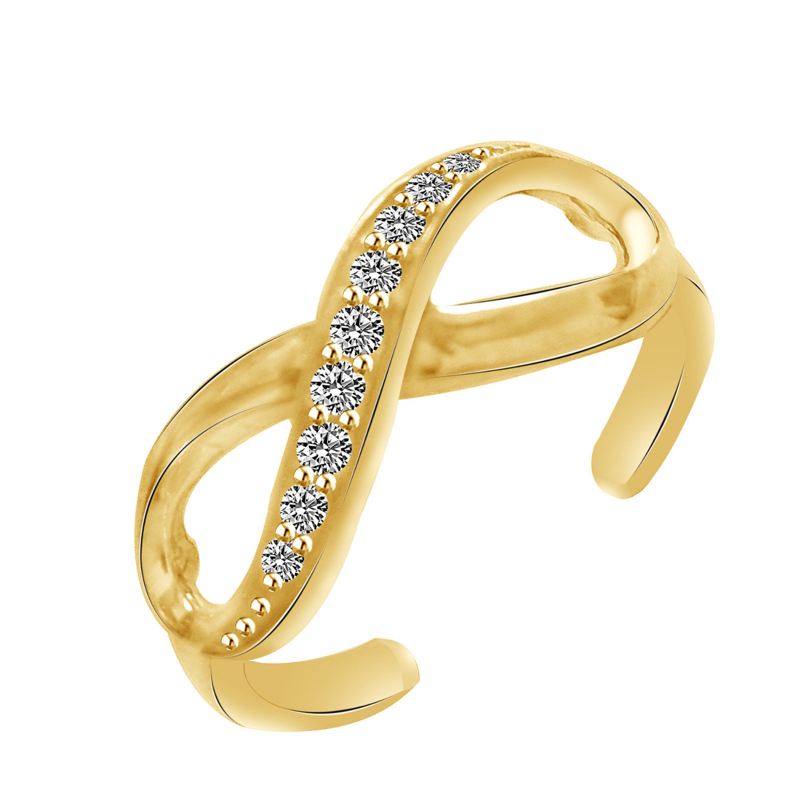 Diamond Toe Rings
 14K Solid Gold Diamond Infinity Toe Ring Adjustable